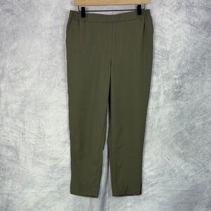 Anthropologie Essential Pull On Trousers Olive Elastic Waist Pockets Sz S career